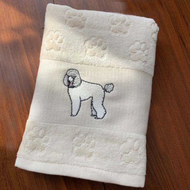 Asciugamano assorbente con ricamo a forma di cane