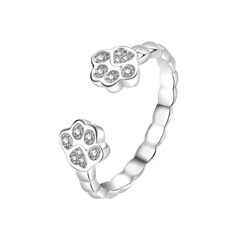 Anello Aperto con Impronta di Gatto