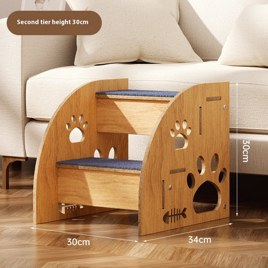 Scala di legno Ausiliaria Antiscivolo e Resistente all'Usura per Cani di Piccola Taglia