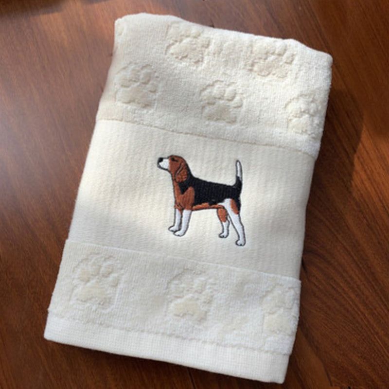 Asciugamano assorbente con ricamo a forma di cane