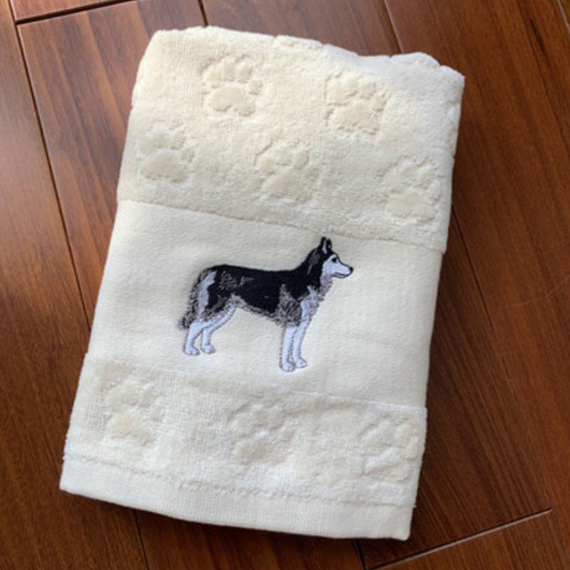 Asciugamano assorbente con ricamo a forma di cane