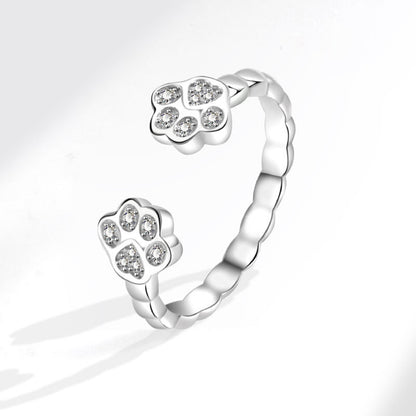 Anello Aperto con Impronta di Gatto