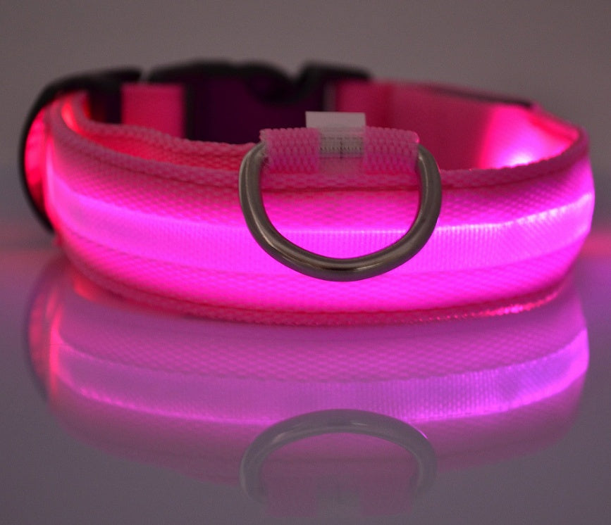 Collare luminoso per cani e gatti in nylon con LED