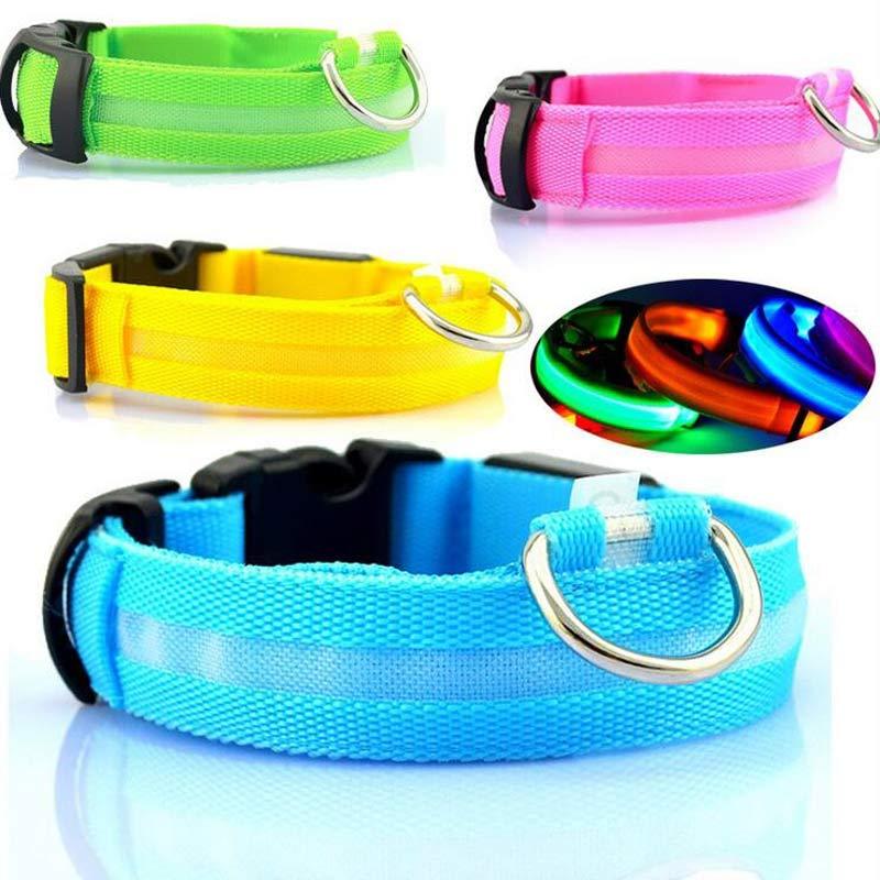 Collare luminoso per cani e gatti in nylon con LED