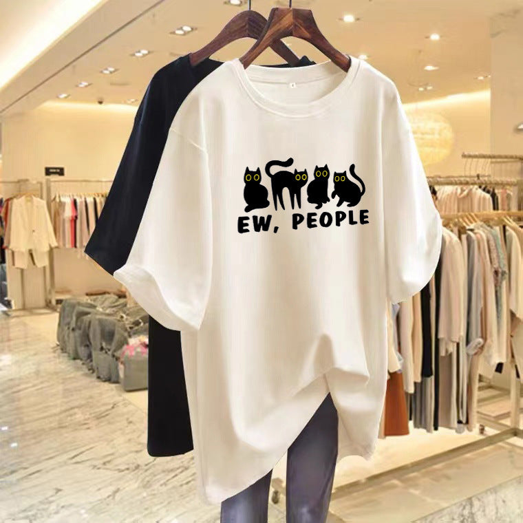 Summer Loose Common Style Casual T-shirt Half-sleeve Plus Size Top