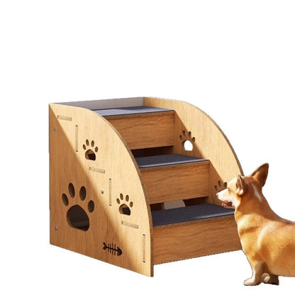 Scala di legno Ausiliaria Antiscivolo e Resistente all'Usura per Cani di Piccola Taglia