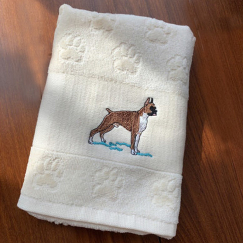 Asciugamano assorbente con ricamo a forma di cane