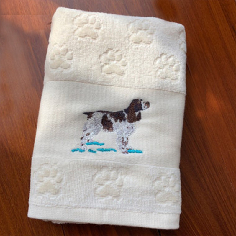 Asciugamano assorbente con ricamo a forma di cane
