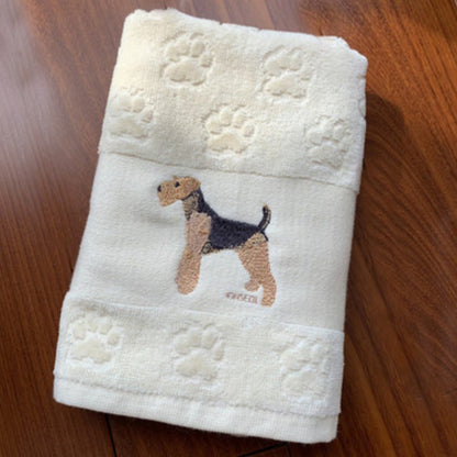 Asciugamano assorbente con ricamo a forma di cane