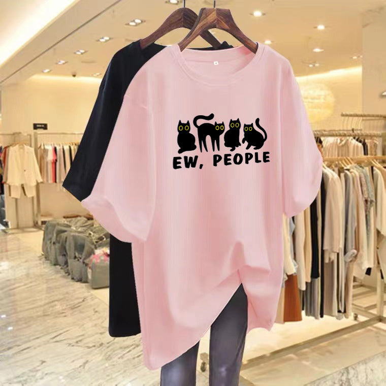 Summer Loose Common Style Casual T-shirt Half-sleeve Plus Size Top