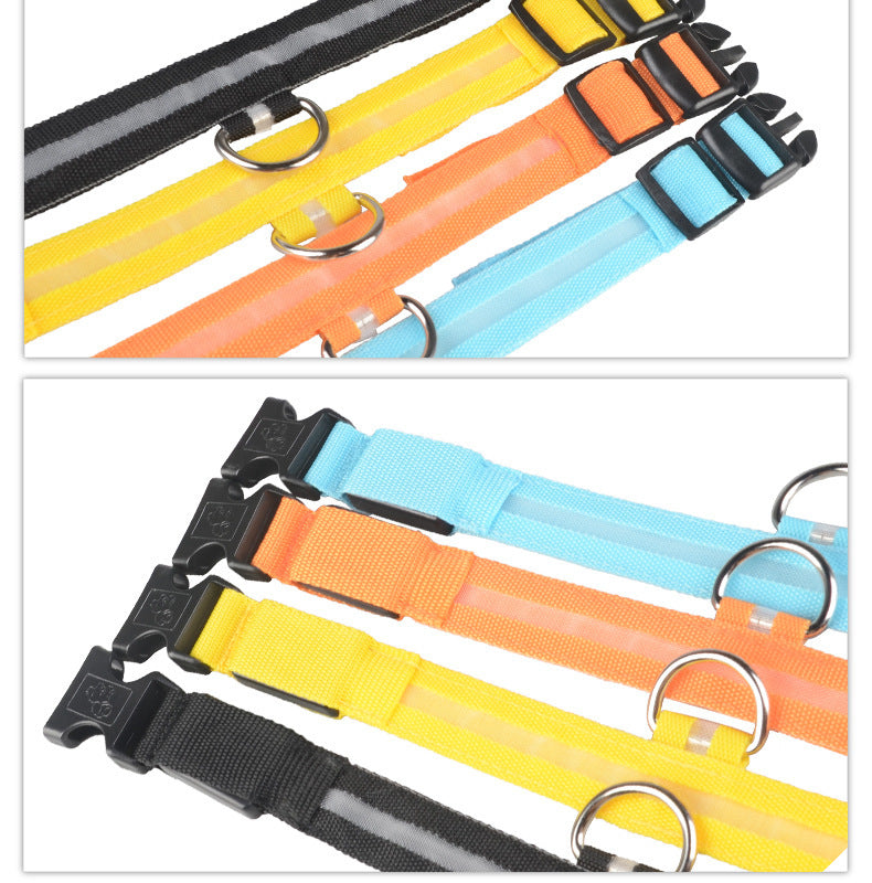 Collare luminoso per cani e gatti in nylon con LED