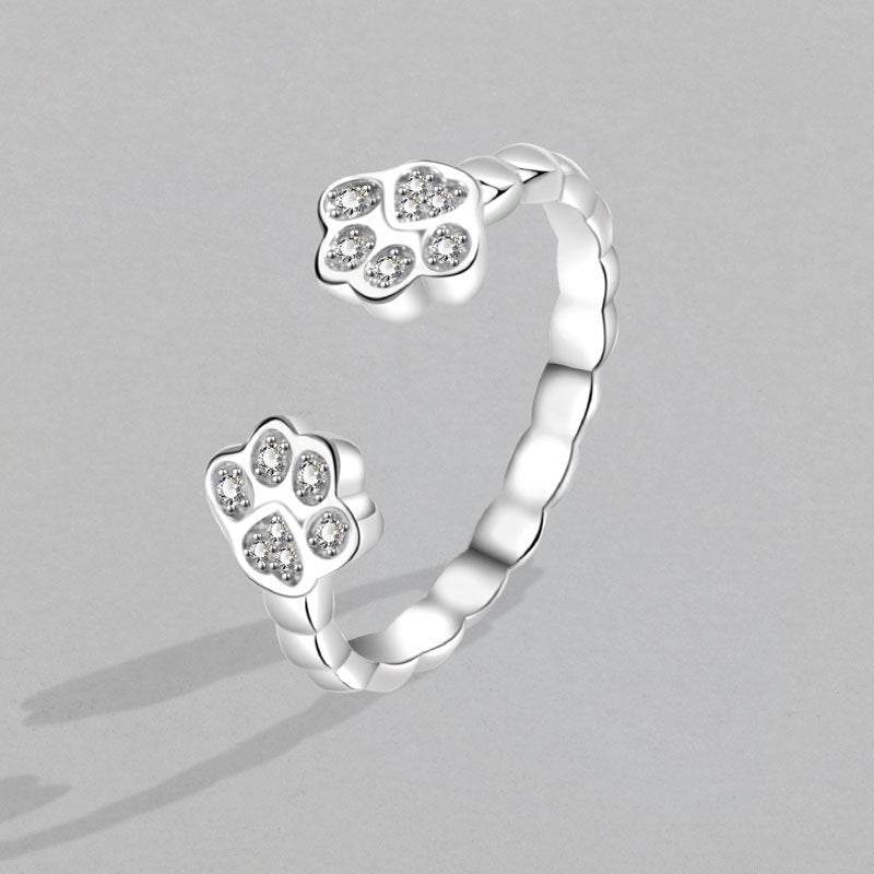 Anello Aperto con Impronta di Gatto