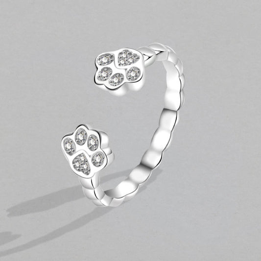 Anello Aperto con Impronta di Gatto