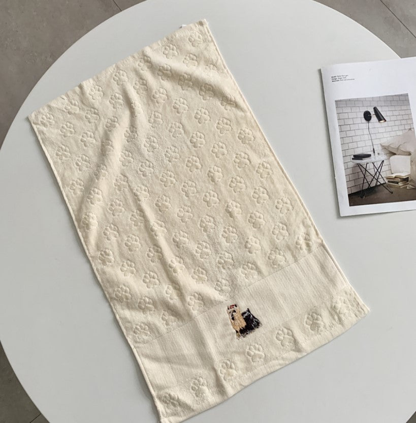 Asciugamano assorbente con ricamo a forma di cane